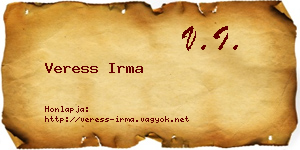 Veress Irma névjegykártya